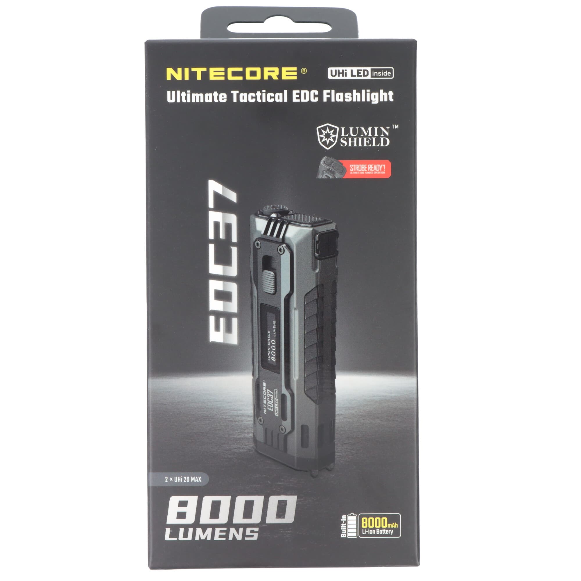 Lampe de poche tactique LED Nitecore EDC37, 8000 lumens, style EDC robuste, avec puissante batterie Li-Ion 8000 mAh