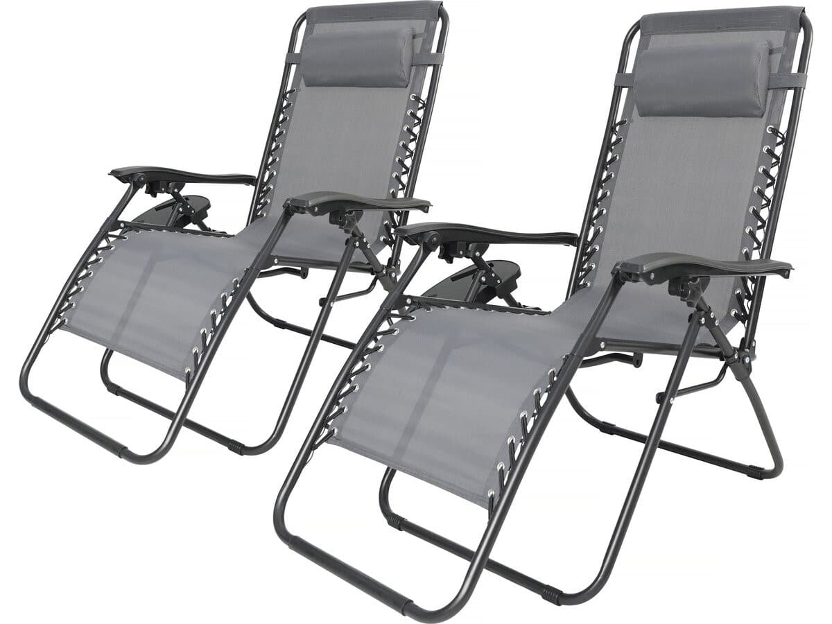 Lot de 2 fauteuils de jardin inclinable zéro gravité "Sintra" - Gris