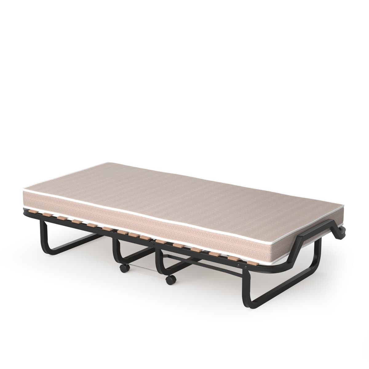 CostwayLit d'Appoint Pliable sur Roulettes 80 x 200 CM Lit Pliant Matelas en Mousse 10 CM 15 Lattes de Lit en Bois